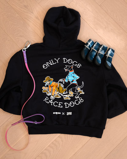 Snooties x Amber Jane Tattoo T-shirt 'Only Dogs, Race Dogs' Blue Hoodie
