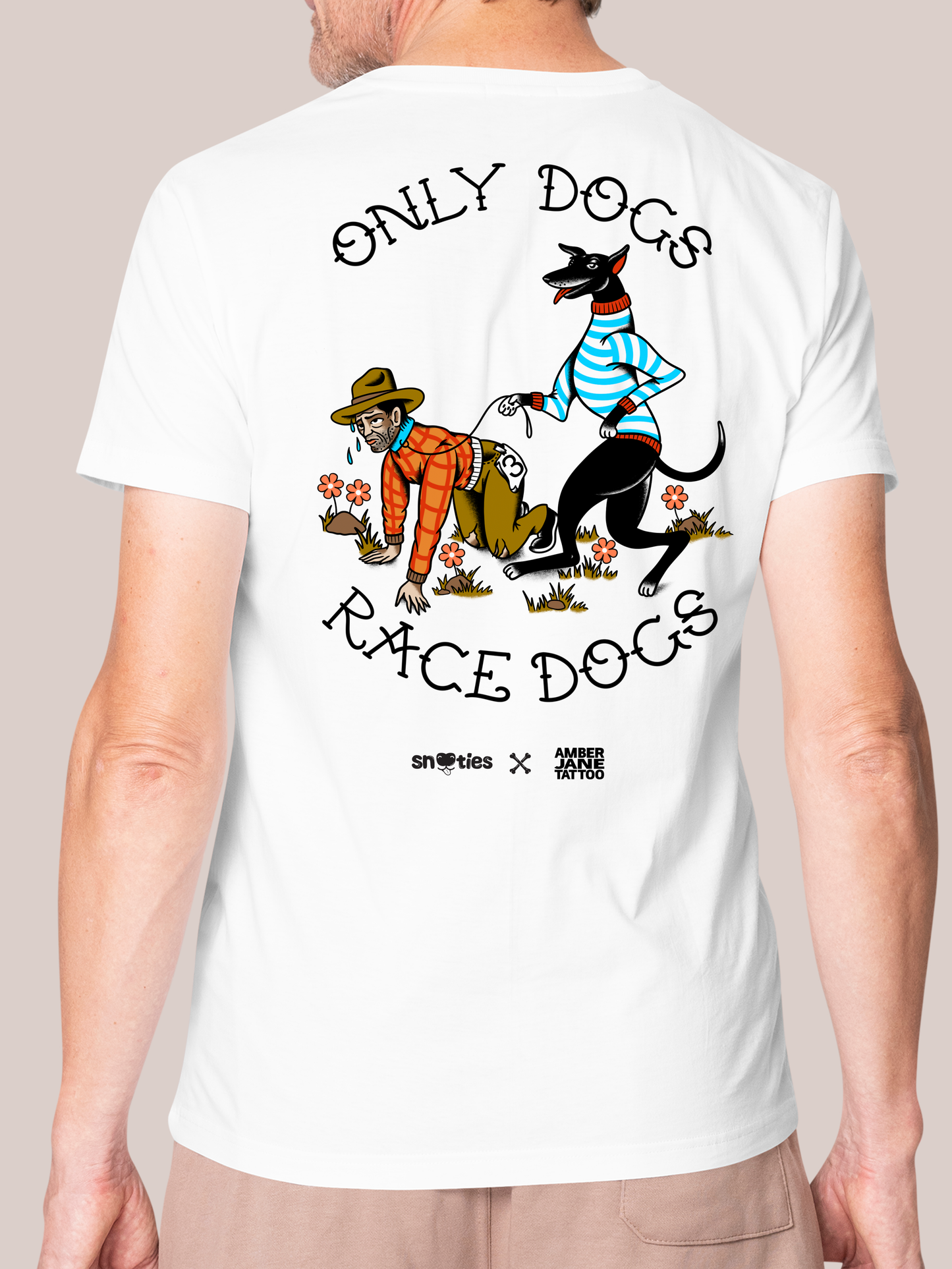Snooties x Amber Jane Tattoo T-shirt 'Only Dogs, Race Dogs'